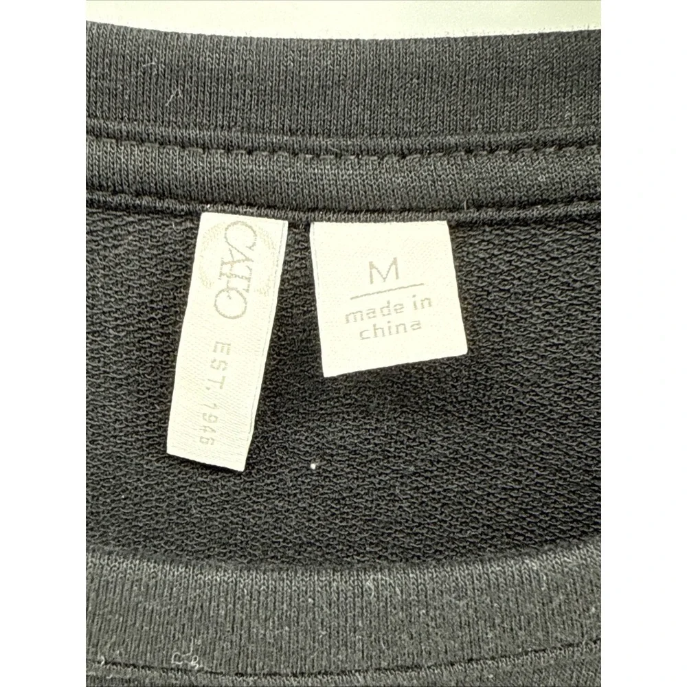CATO WOMENS LIGHTWEIGHT CREWNECK PULL OVER SWEATSHIRT Black SIZE MEDIUM M 